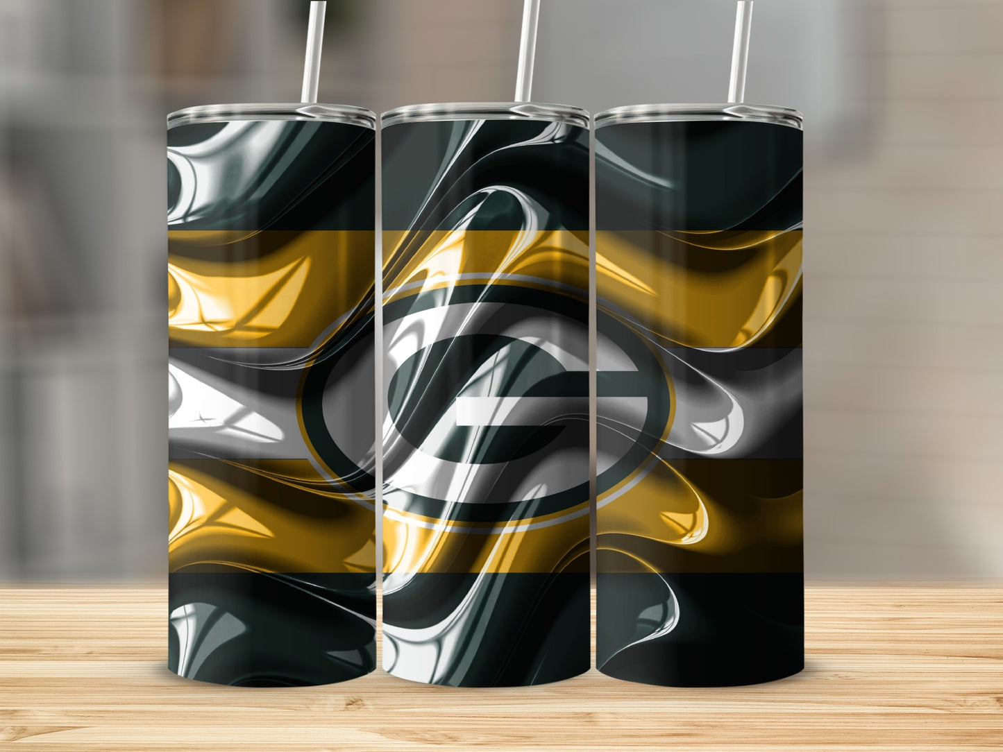 Green Bay Packers Abstract Swirls Elegant Design Tumblers