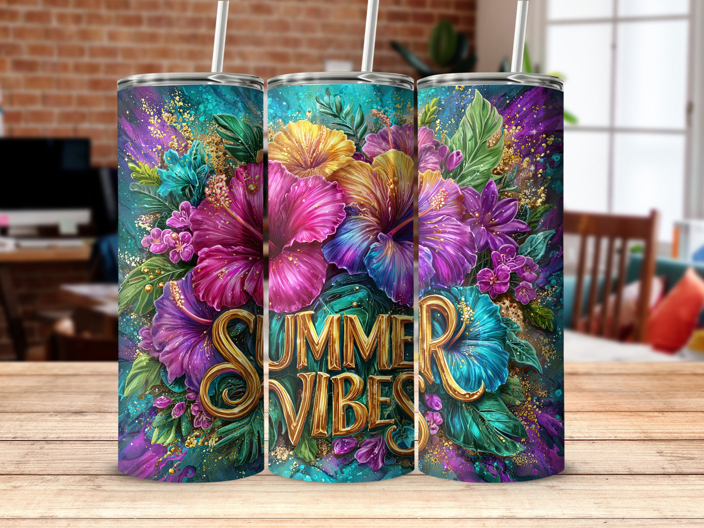 Colorful Floral Summer Vibes Insulated Tumbler