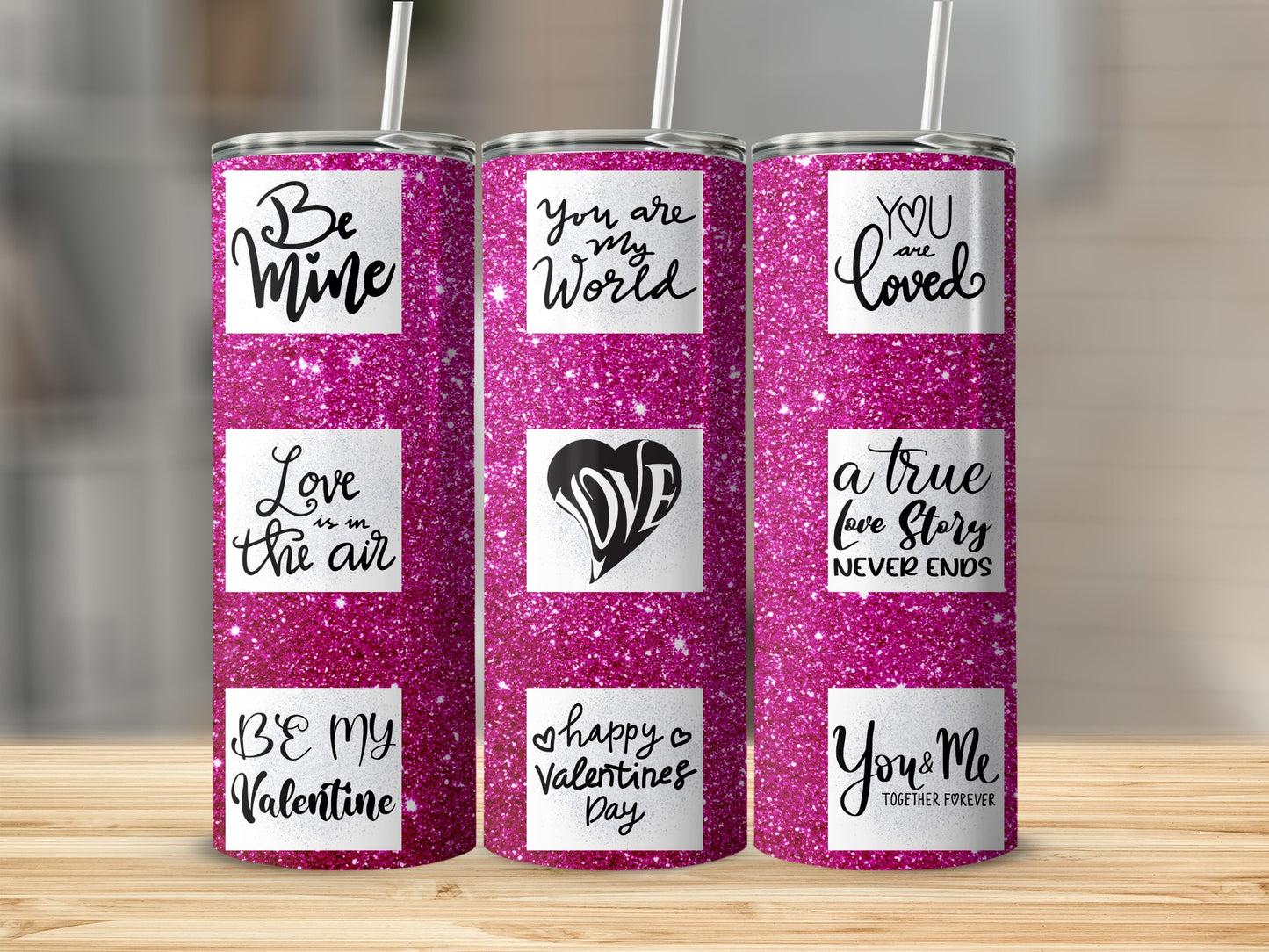 Sparkling Valentine Glitter Stainless Steel Tumbler