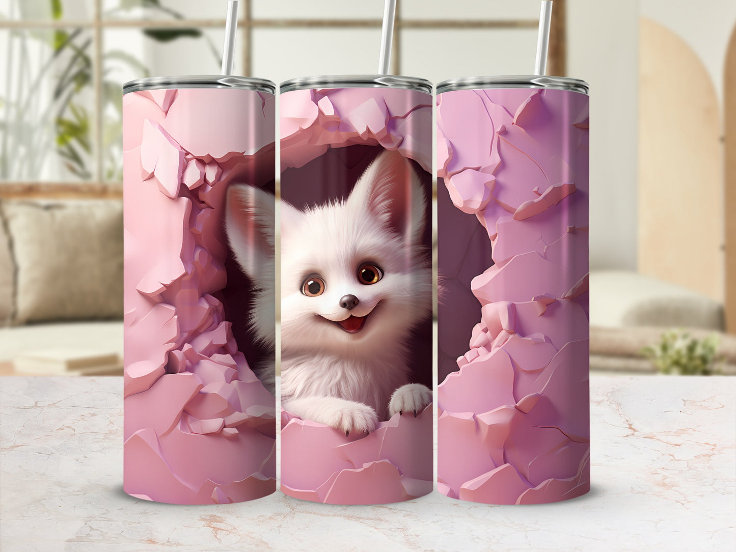 Adorable 3D Puppy Breaking Through Wall Tumbler