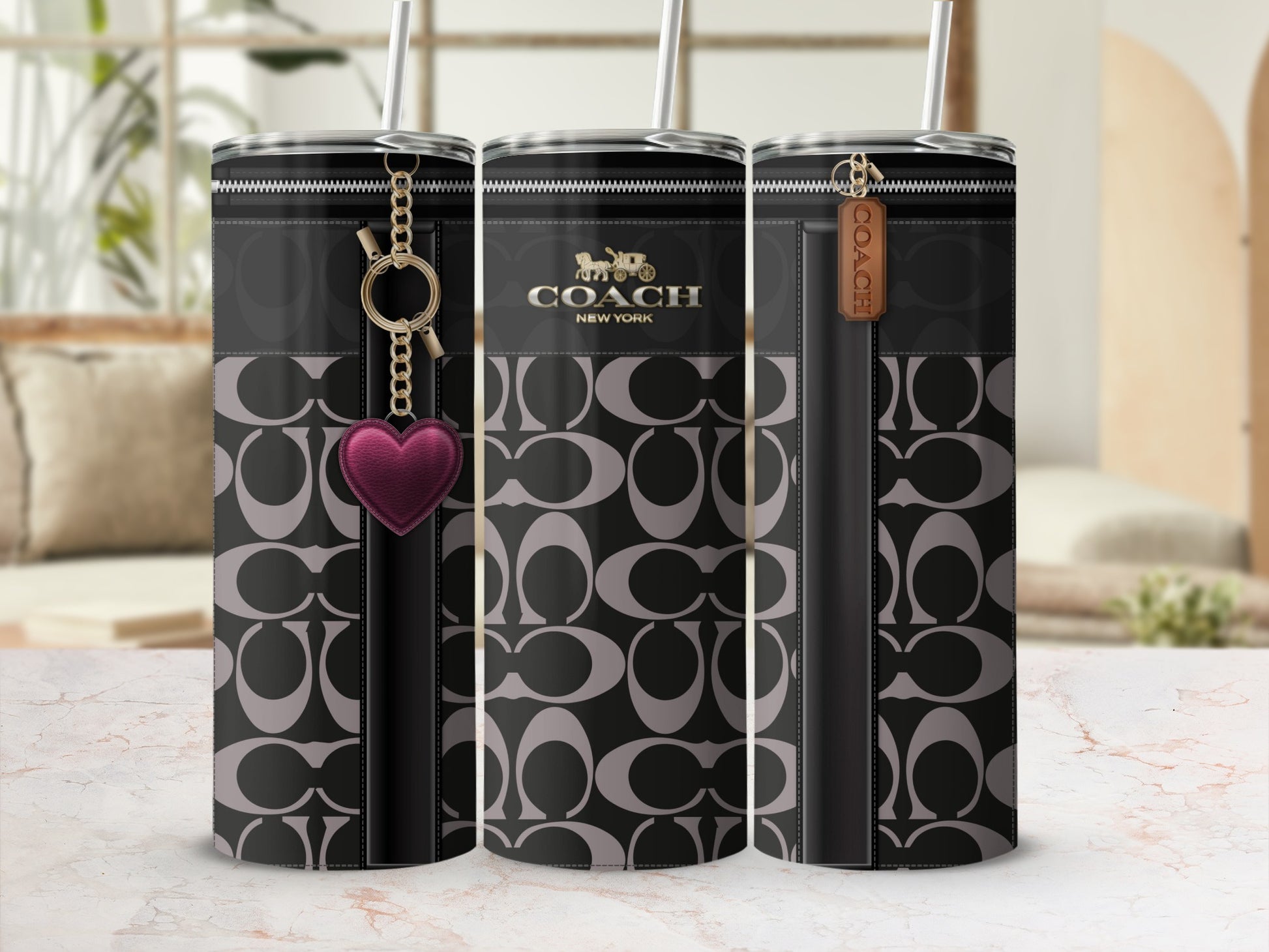 Stylish Coach New York Branded Tumblers with Keychains