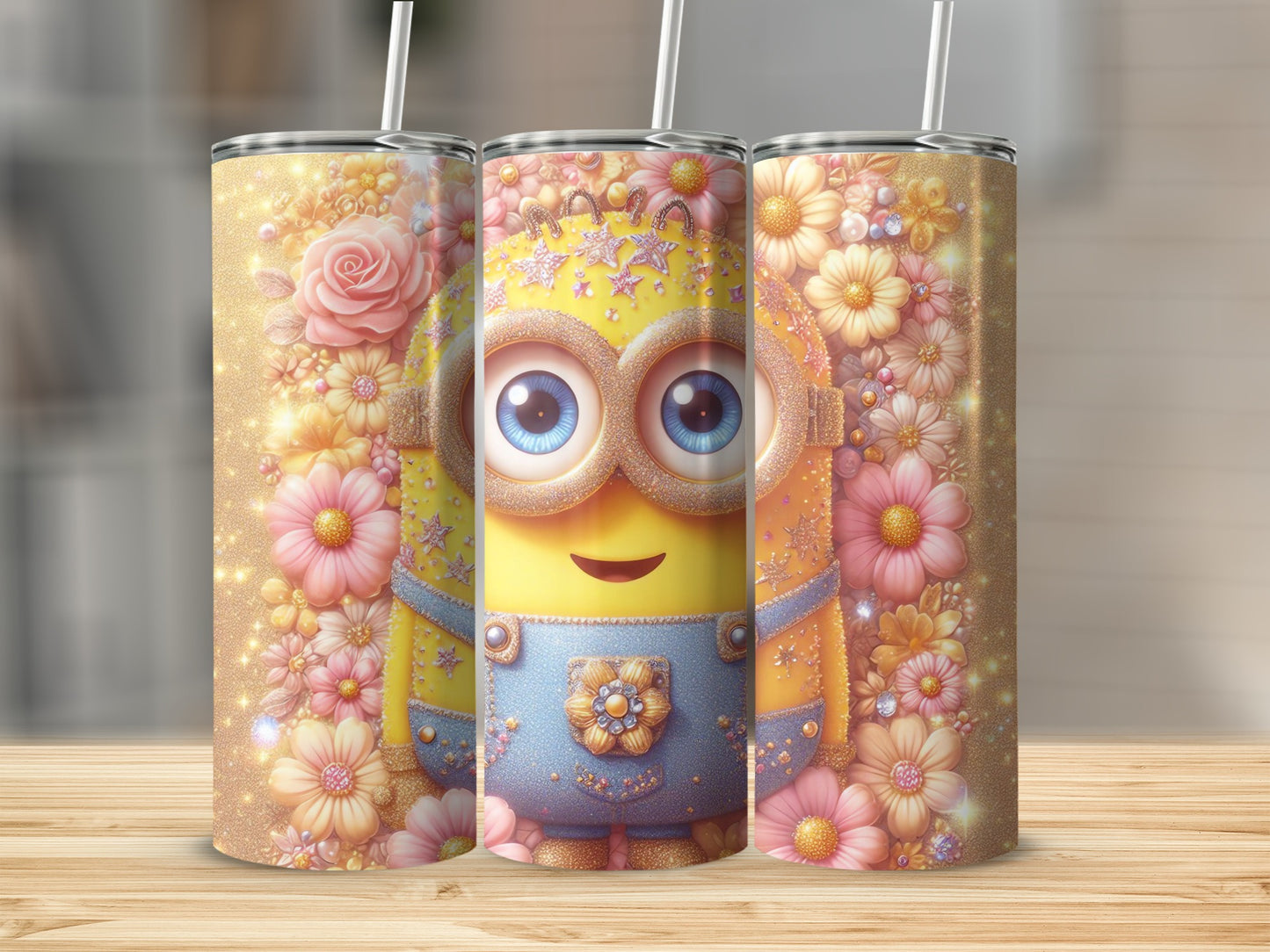 Adorable Minion Floral Design Insulated Tumbler Product