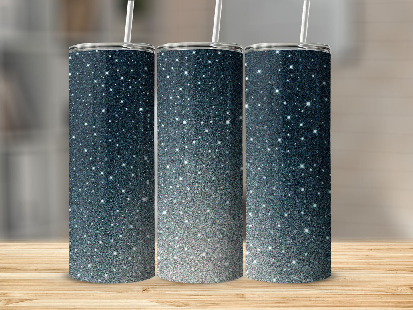 Sparkling Midnight Glitter Design Tumbler