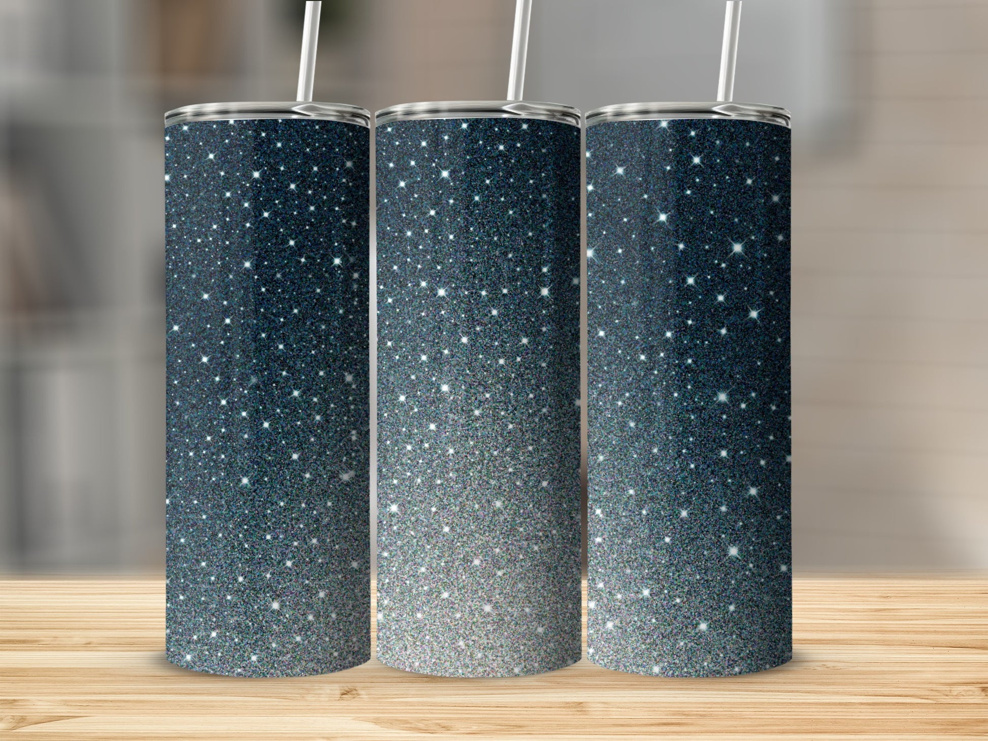 Sparkling Midnight Glitter Design Tumbler