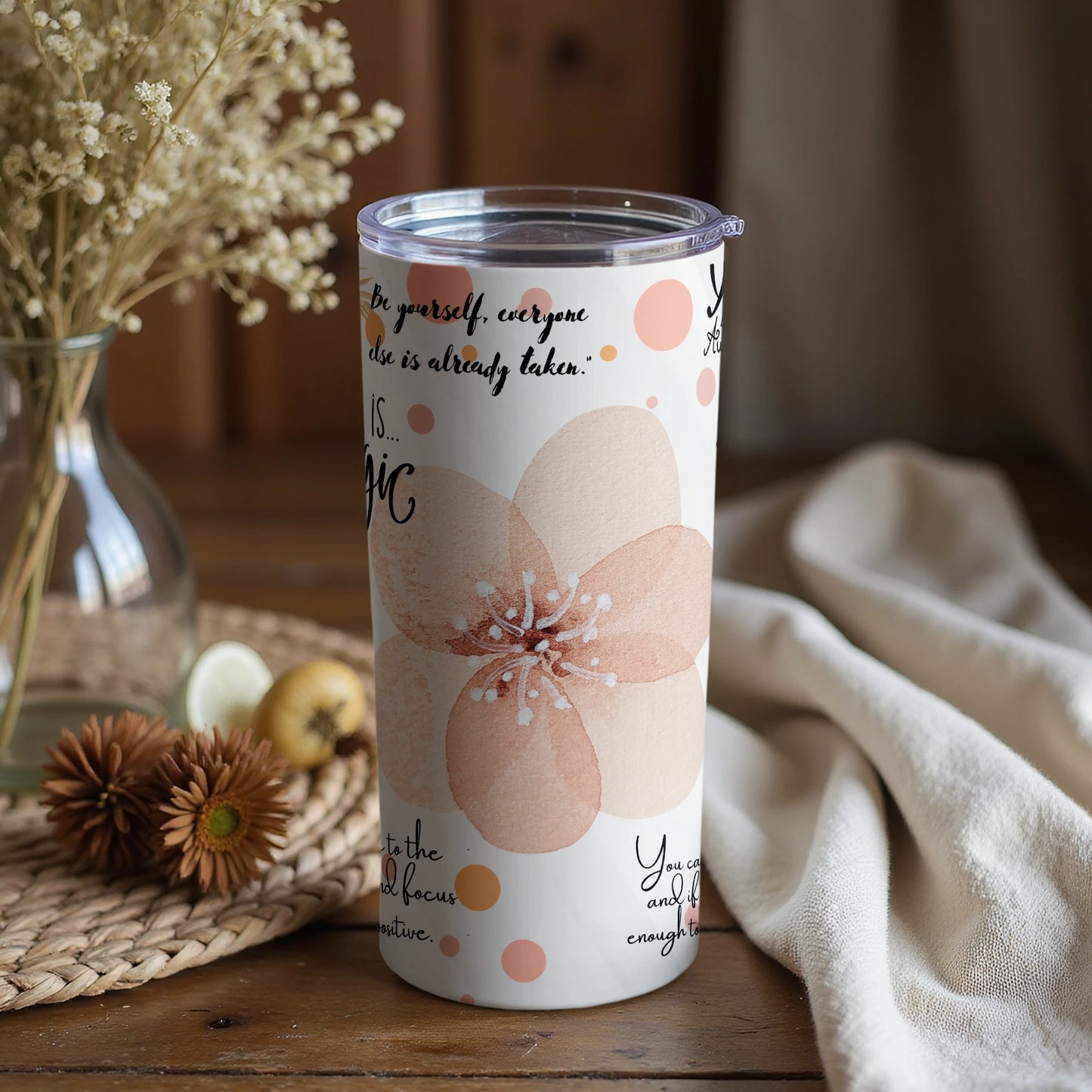 Inspirational Floral Design Personalized Tumbler