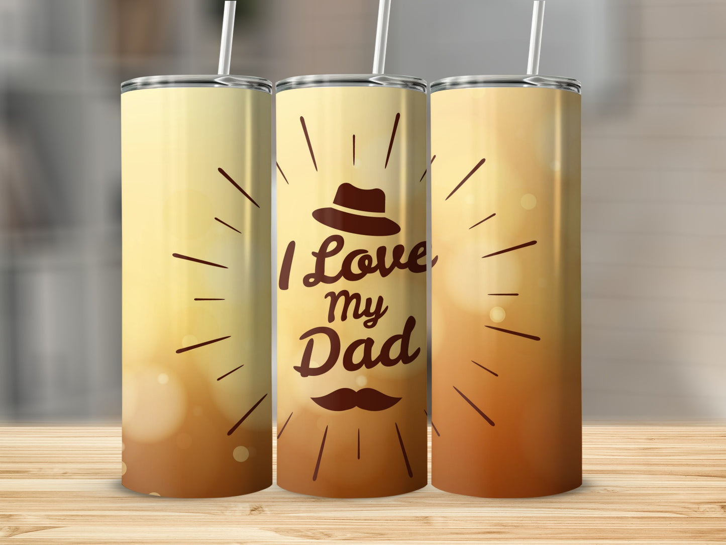 I Love My Dad Hat and Mustache Design Tumbler Cup