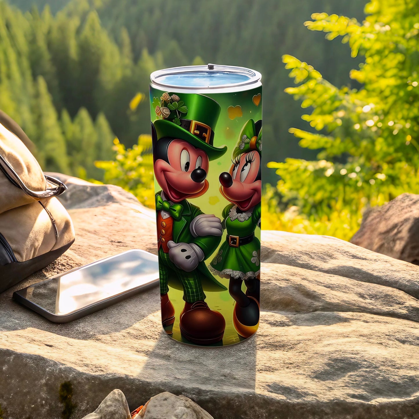 St. Patrick's Day Mickey and Minnie Tall Tumbler