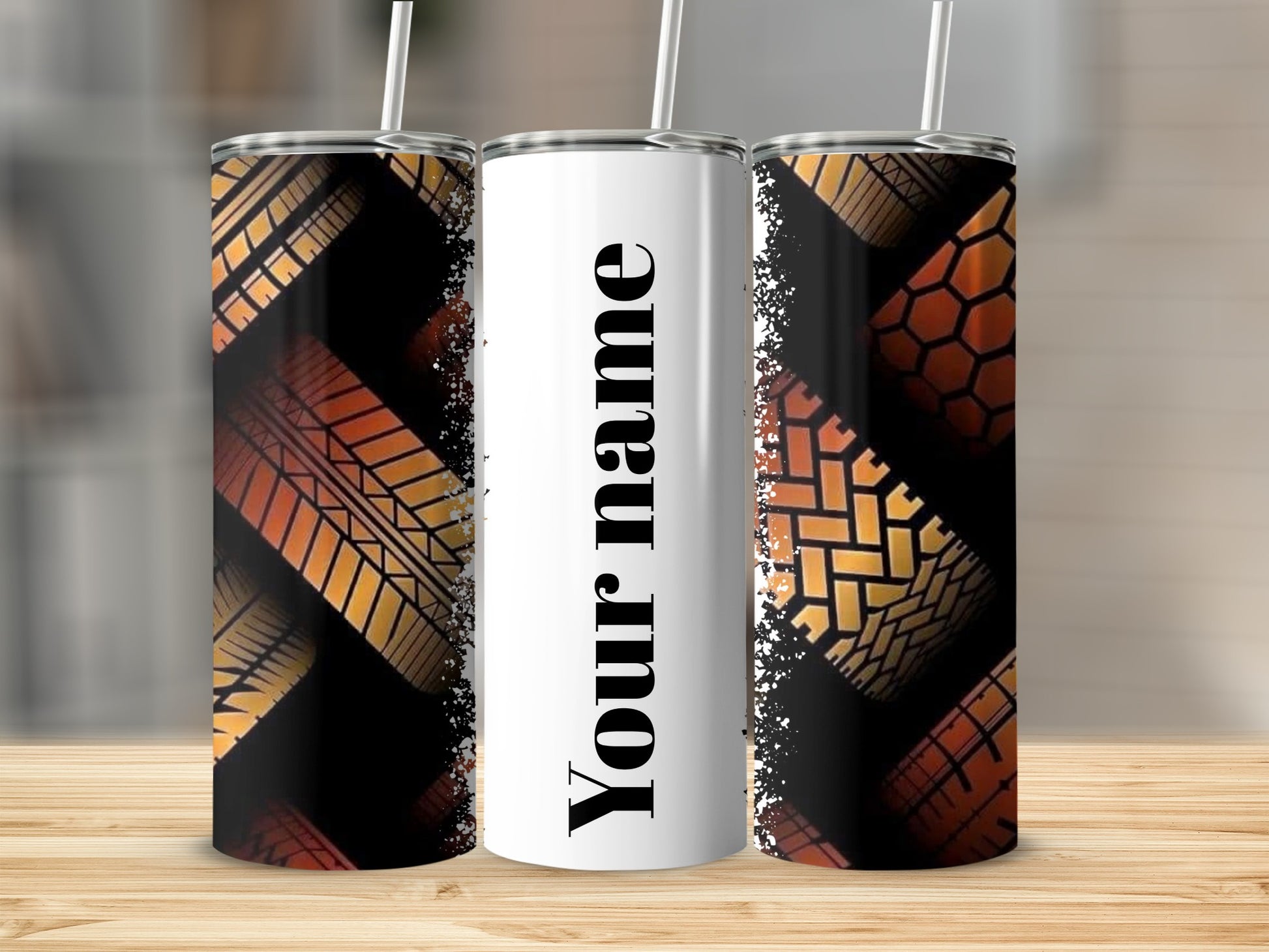 Customizable Tread and Pattern Design Personalized Tumbler