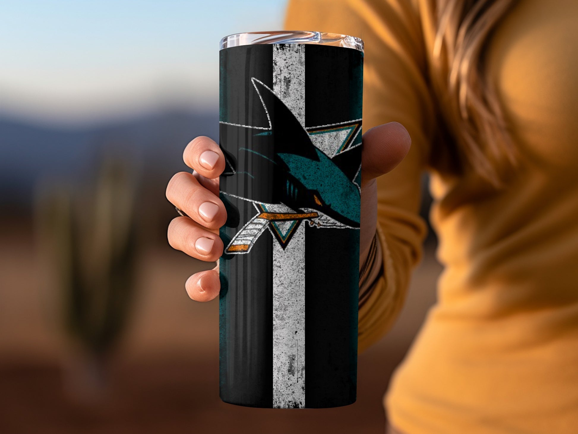 Shark Themed Tumbler with Bold Graphics Drinkware