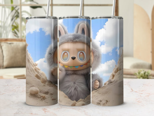 Adorable Furry Creature with Desert and Sky Pattern Tumbler