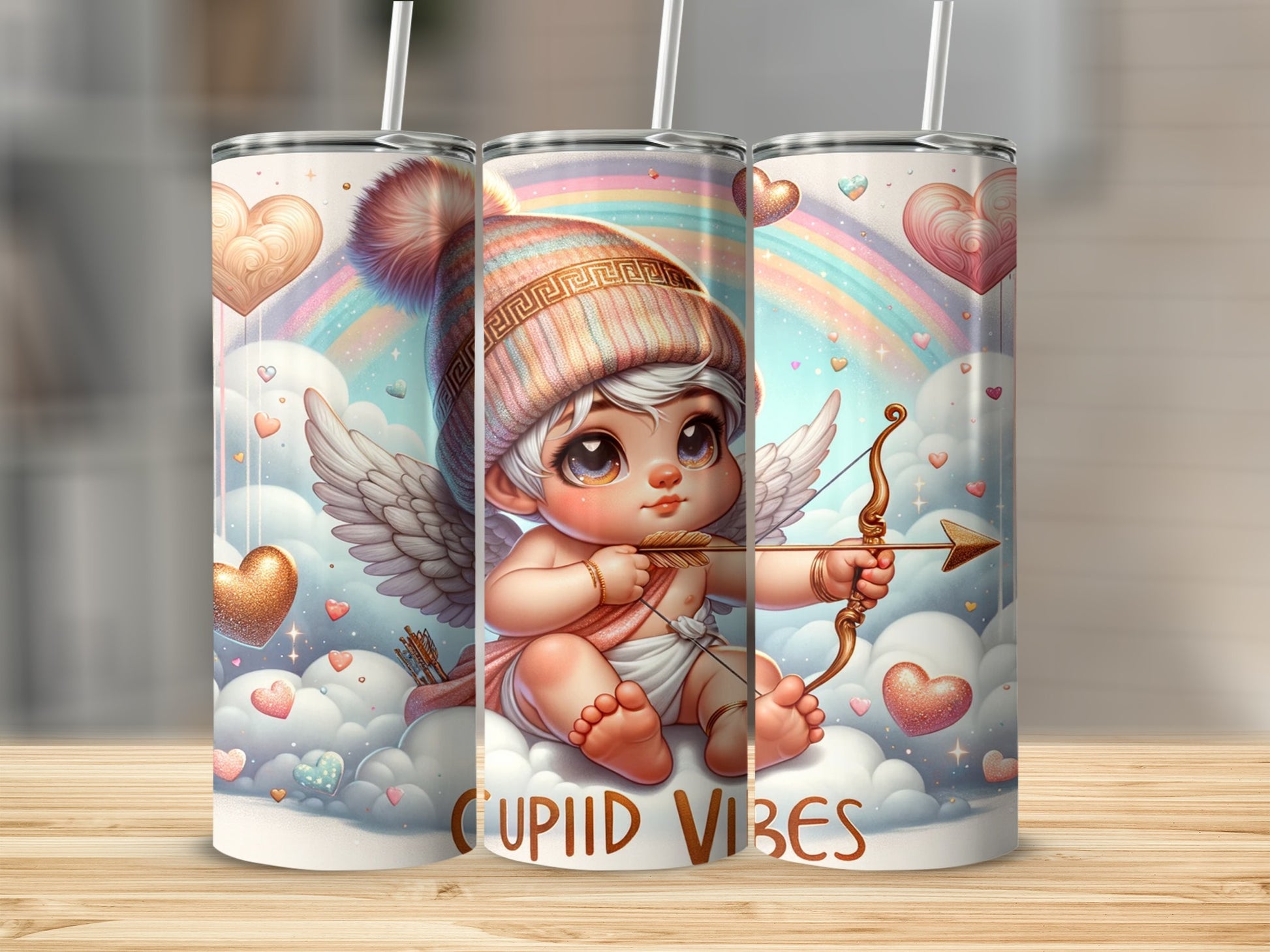 Cupid Vibes Adorable Angel with Bow Illustration Tumbler