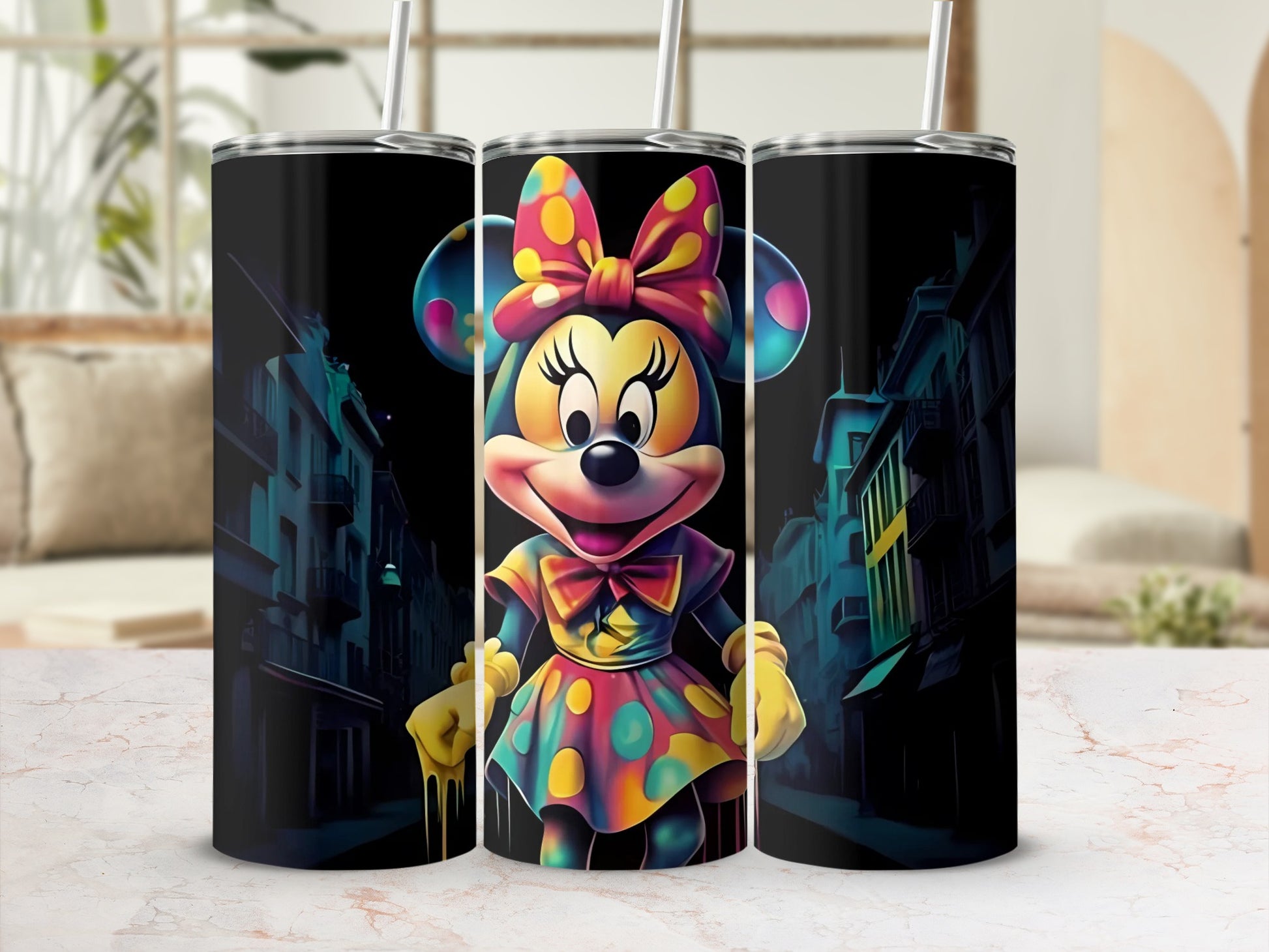 Vibrant Cartoon Character City Scene Tumbler