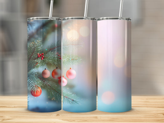 Festive Holiday Ornaments Design on Tumbler Cup