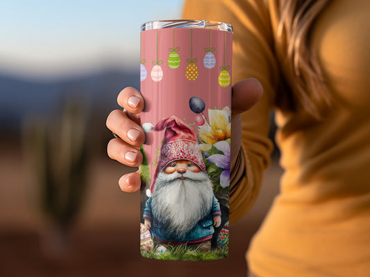 Easter Gnome and Floral Design Insulated Tumbler