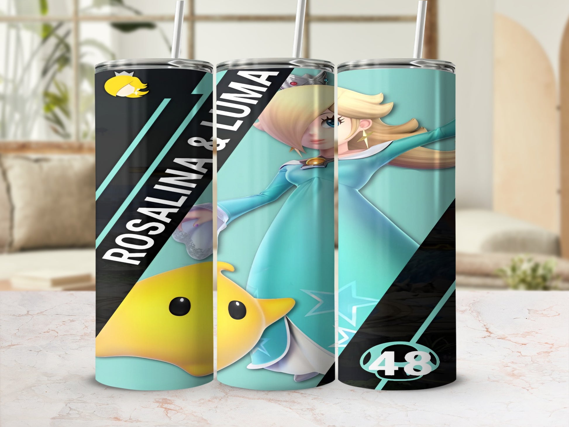 Rosalina and Luma tumbler with numbered 48 design.