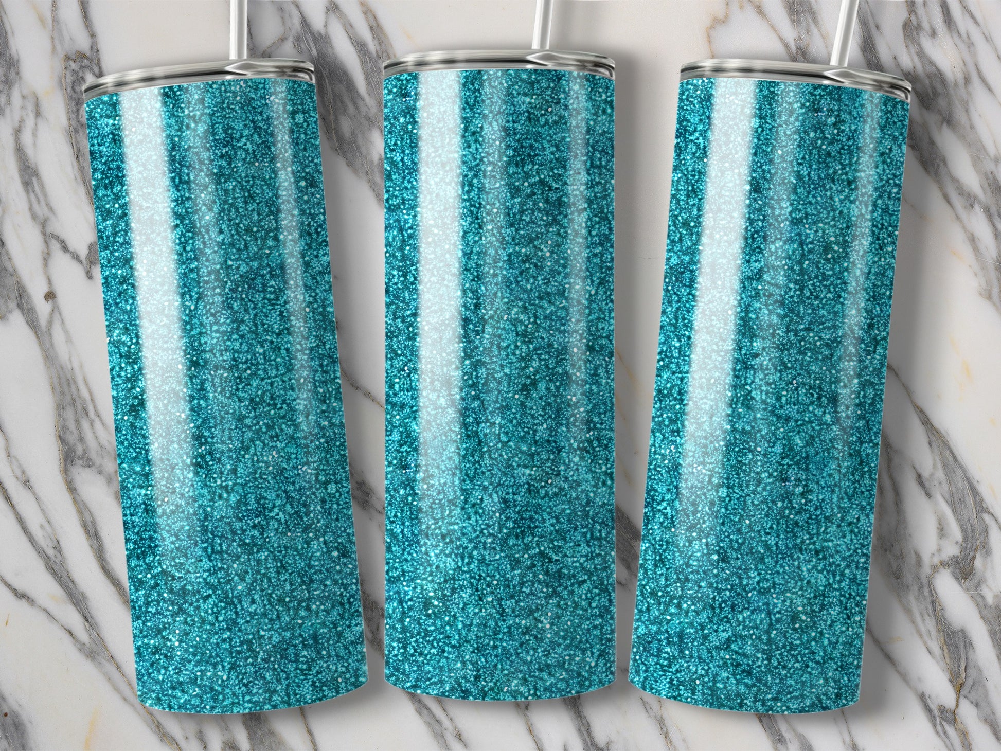 Sparkly Turquoise Glitter Tumbler for Stylish Beverage