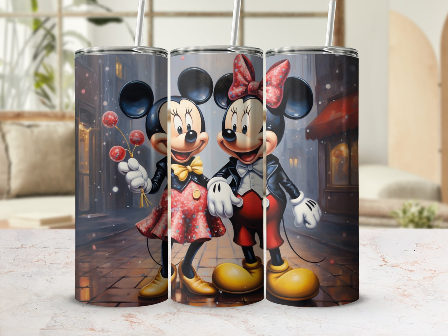 Cute Disney Couple Themed Tumbler Set for Fans
