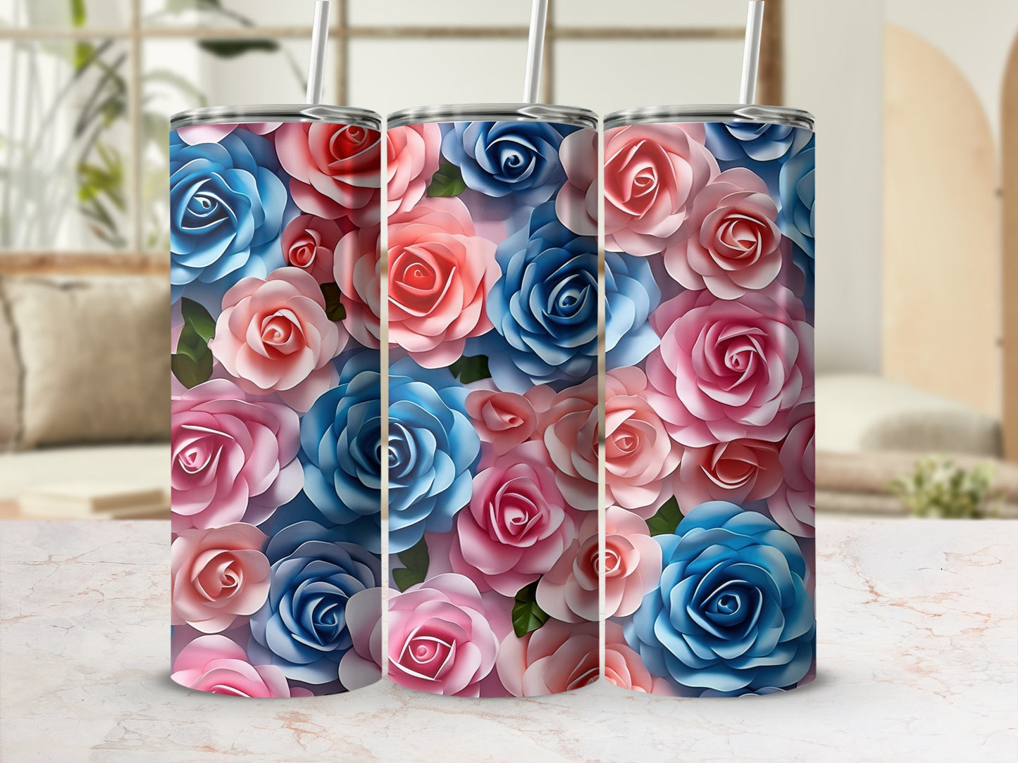 Beautiful Floral Pattern on Tumbler for Everyday Use