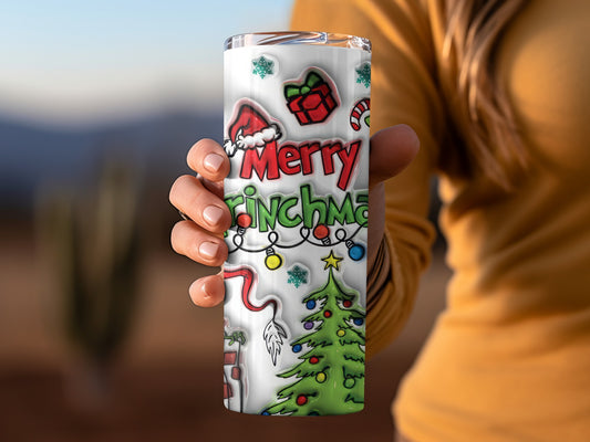 Merry Grinchmas Christmas Tree and Gifts Tumbler