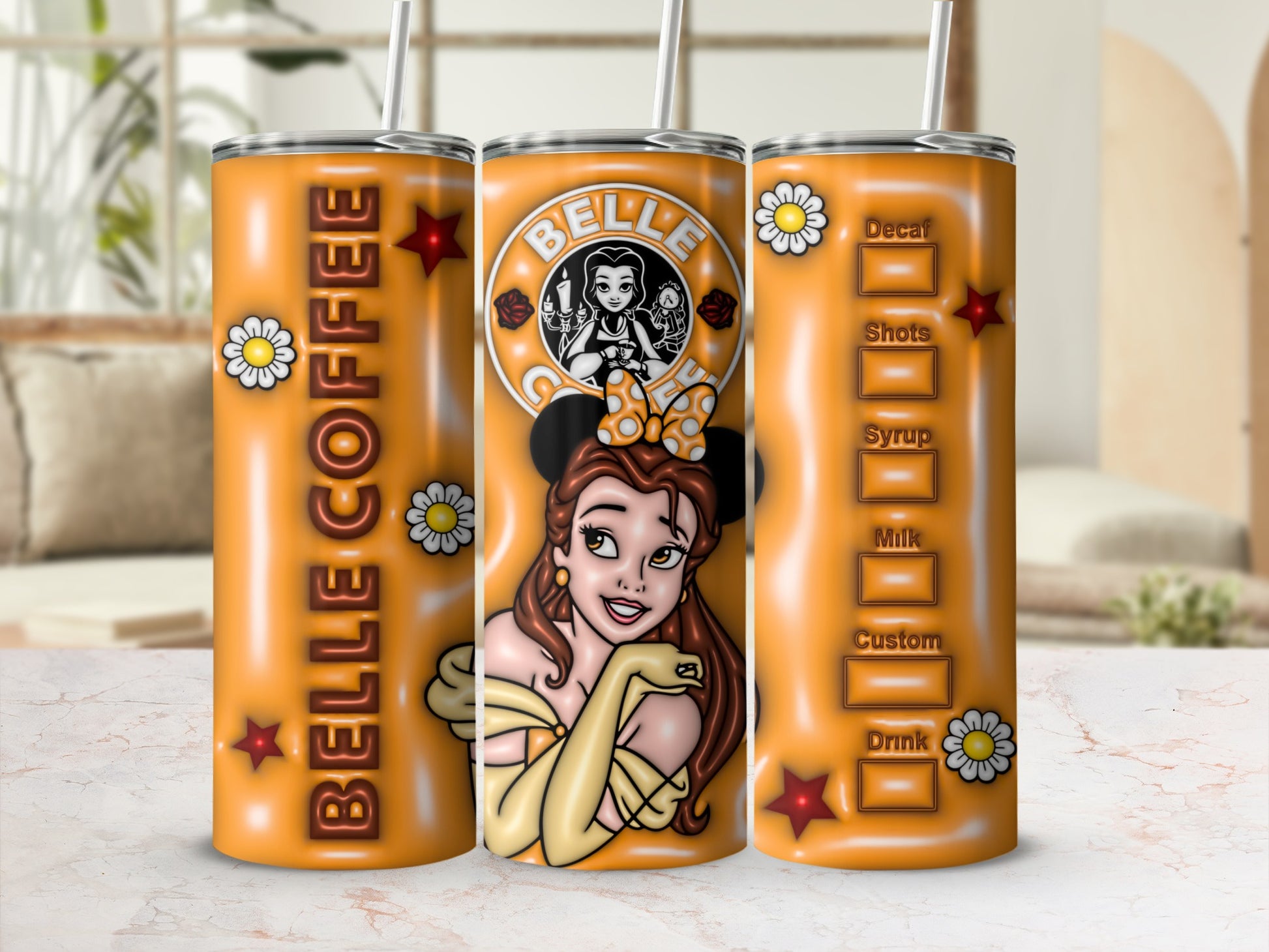 Belle Coffee Customizable Tumbler With Straw