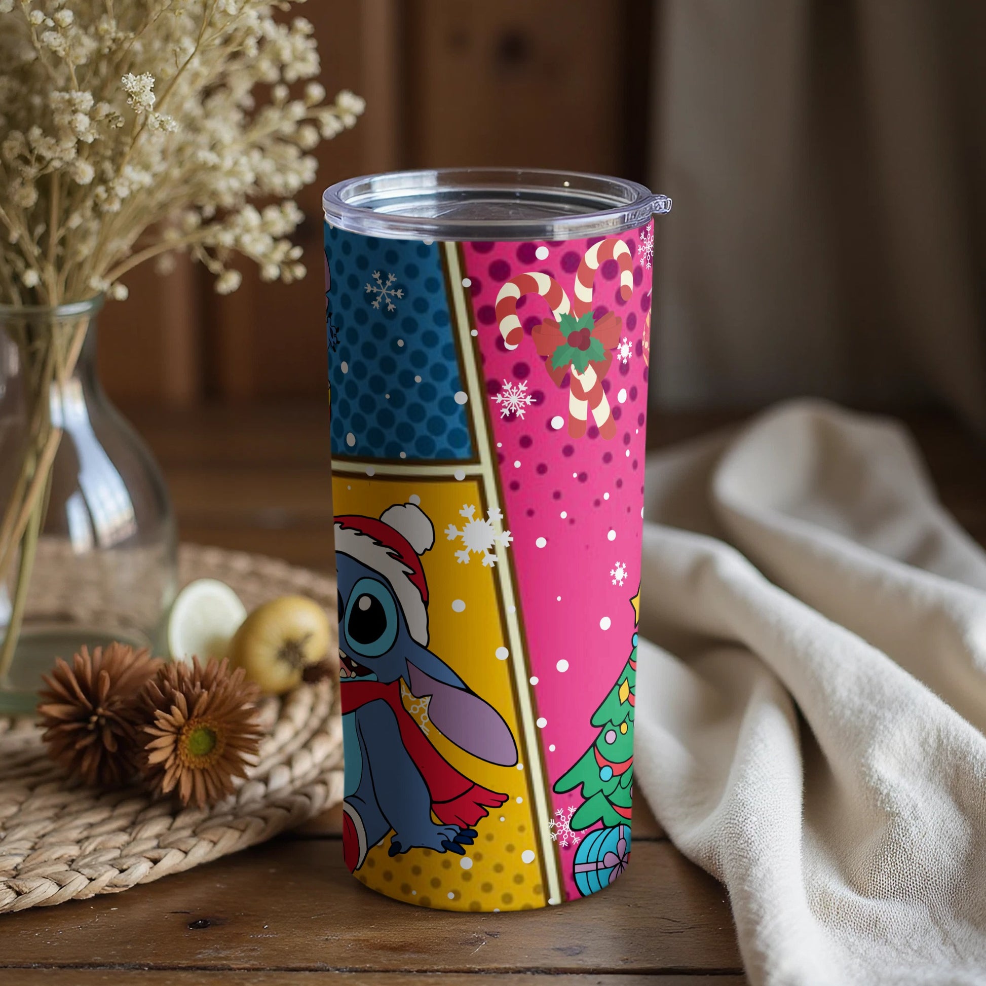 Colorful Christmas Stitch Tumbler for Festive Fun