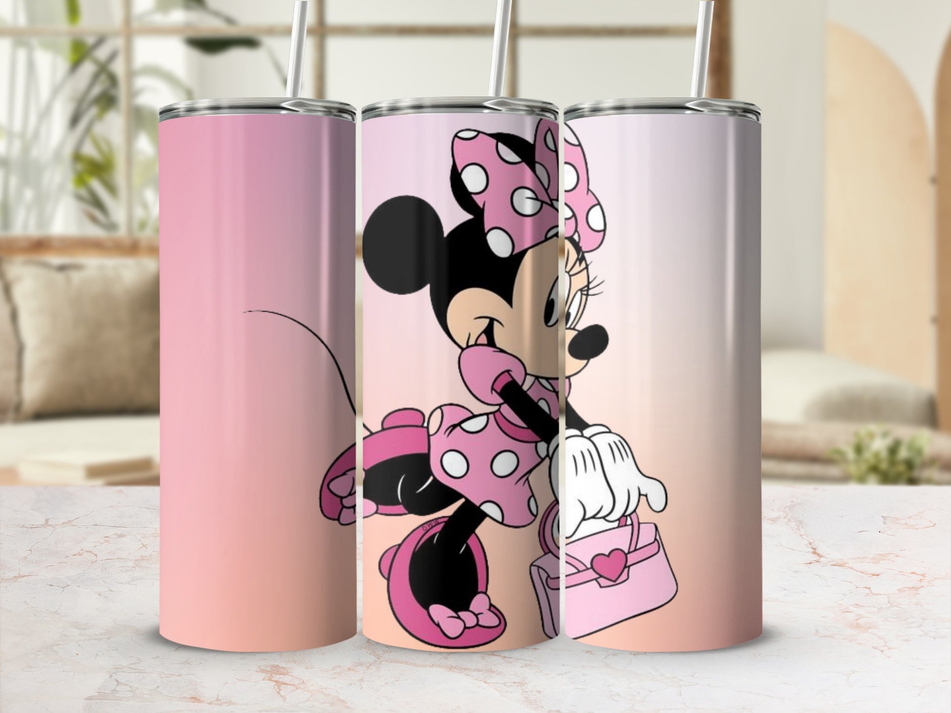 Cute Character Pink and White Tumbler