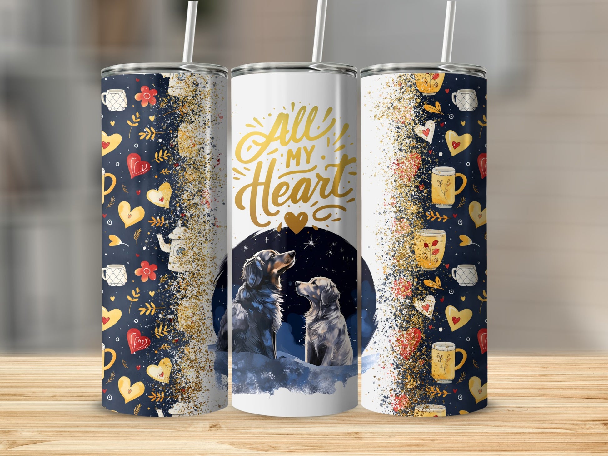 All My Heart Dog and Heart Pattern Tumbler Product