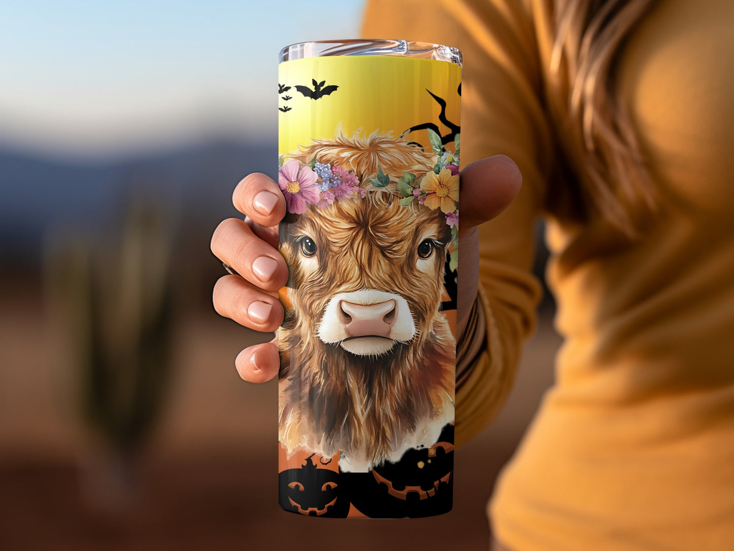 Floral Cow Halloween Design Insulated Tumbler
