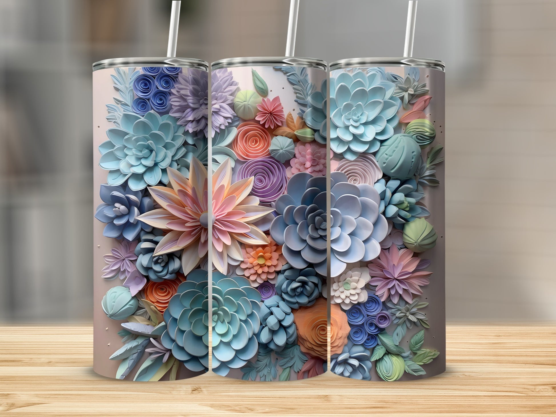 Vibrant Floral Art Design Tall Travel Tumbler Cup