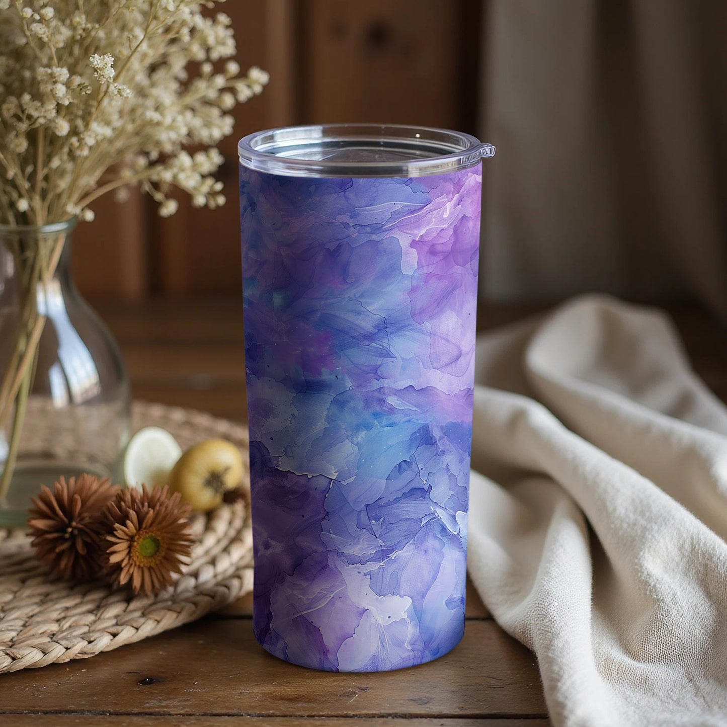 Beautiful Purple and Blue Marble Insulated Tumbler