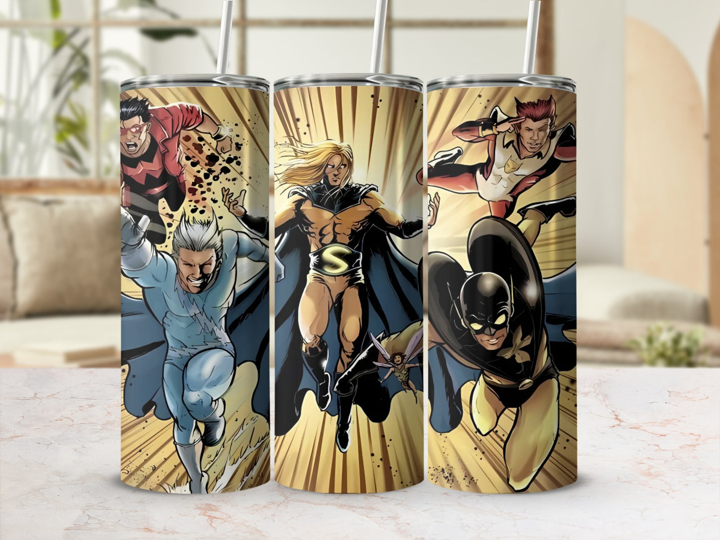 Action Hero Themed Insulated Drink Tumbler Set