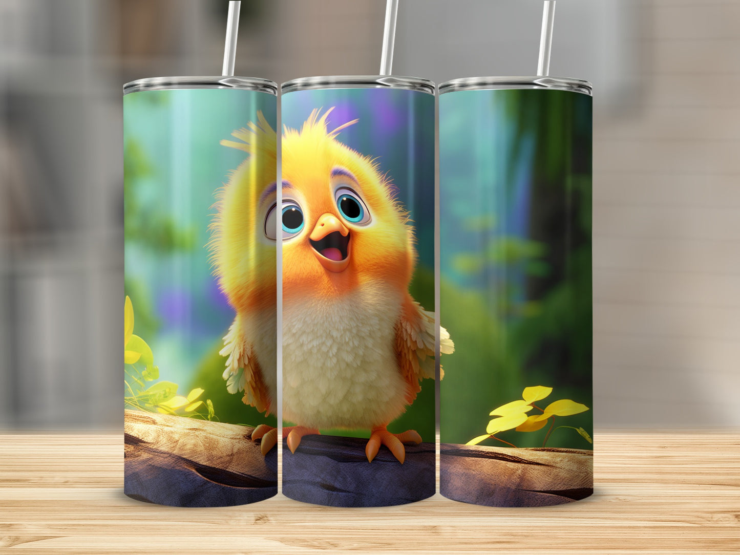 Adorable Yellow Fluffy Chick Design Tumbler