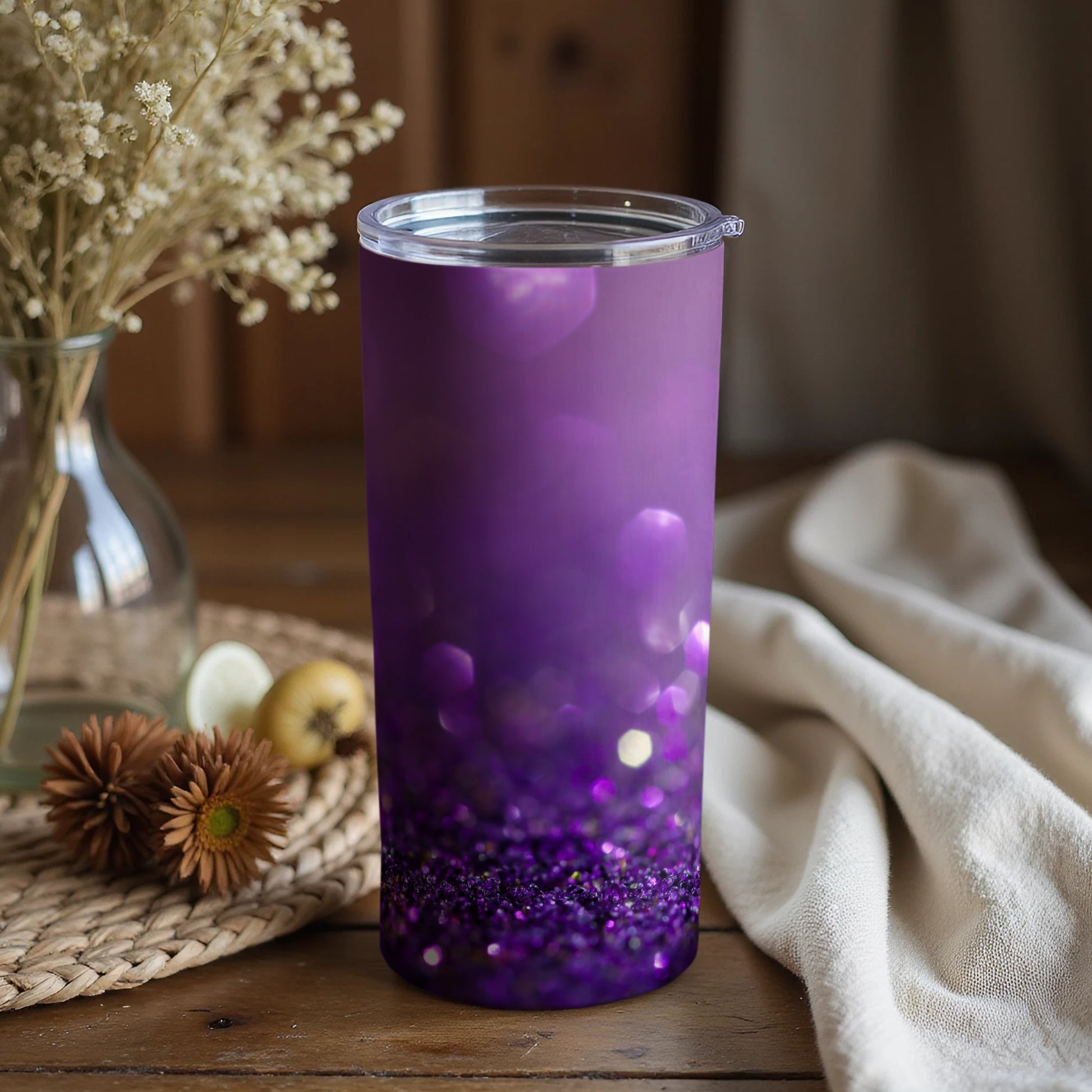 Sparkling Purple Gradient Design Drink Tumbler
