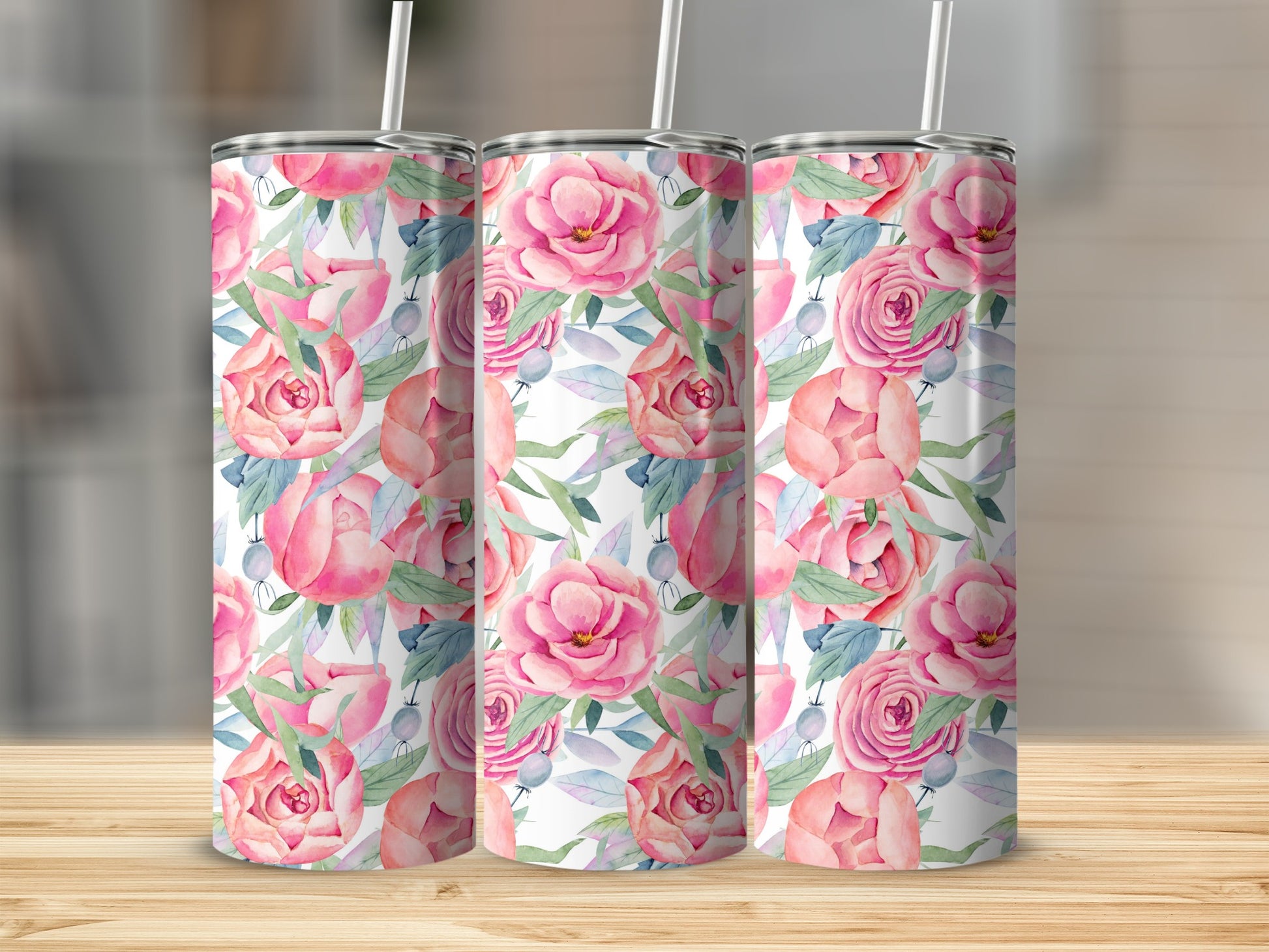 Pink Watercolor Rose Botanical Flower Tumbler product type