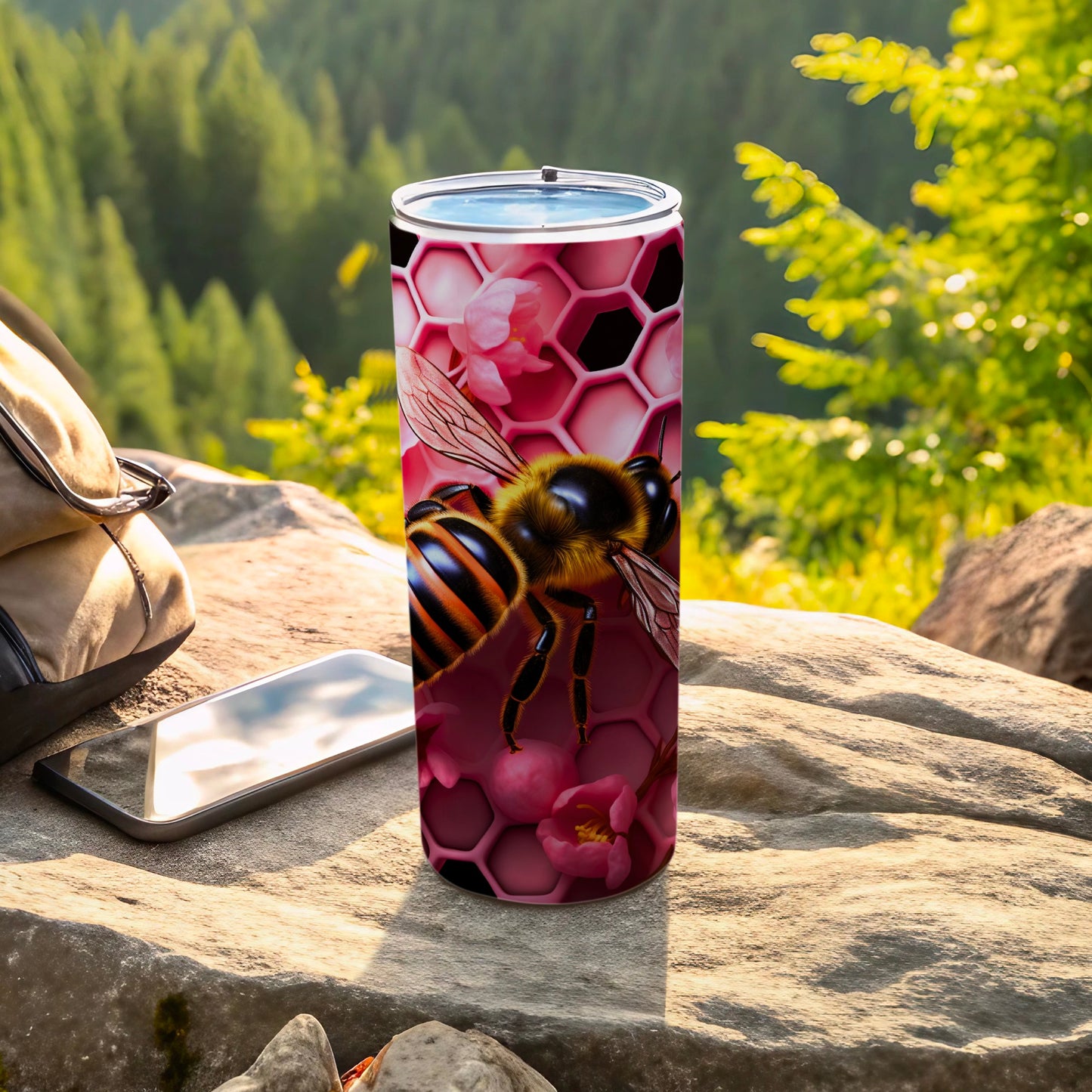 Fuzzy Bee Honeycomb Pattern Pink Flowers Tumbler product type
Bee
Honeycomb
Floral
Pink
Tumbler
Drinkware
Bumblebee
Bee pattern
Pink flowers
Honeybee
Nature design
Wildlife art
Outdoor scene
Summer vibes
Insect print
Gift idea
Custom tumbler
Trendy design
Unique gift
Travel mug