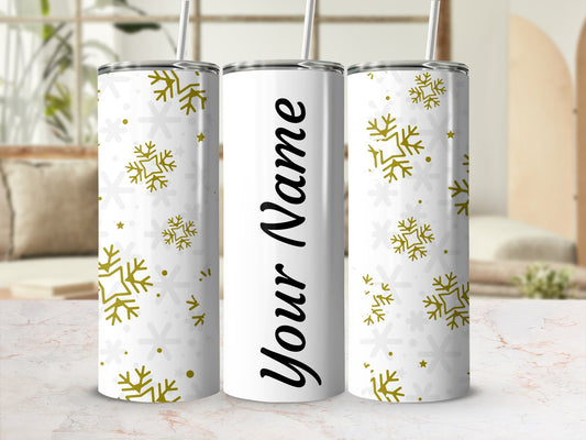 Personalized Snowflake Design Insulated Tumbler Cup