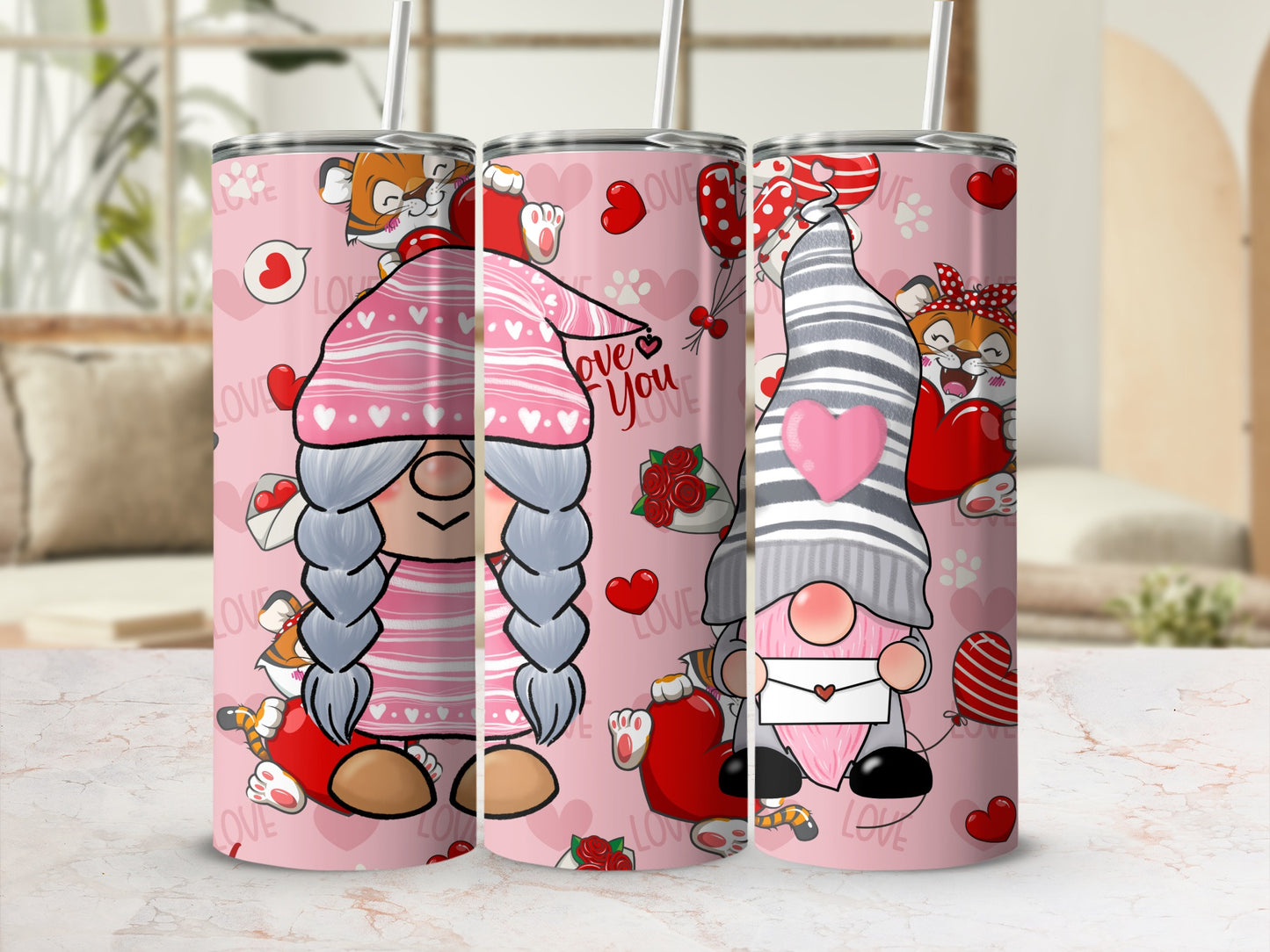 Cute Gnome Love Theme Tumbler For All Occasions