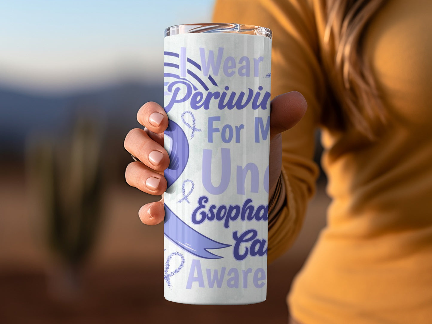 Esophageal Cancer Awareness I Wear Periwinkle Tumbler