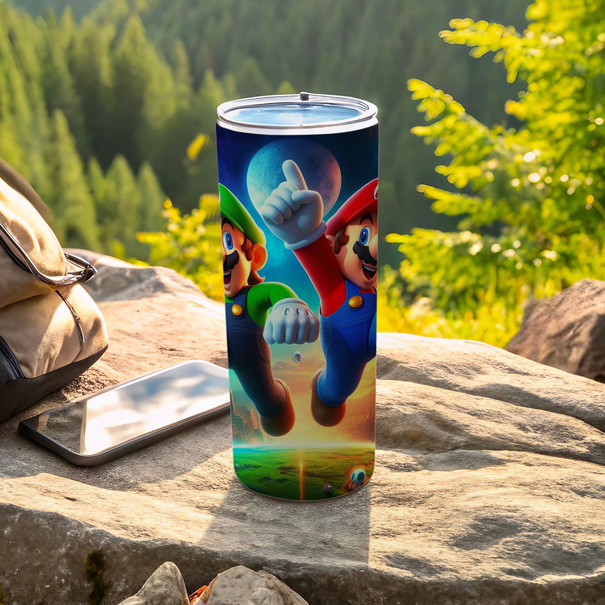Colorful Mario and Luigi Adventure Themed Tumbler Cup