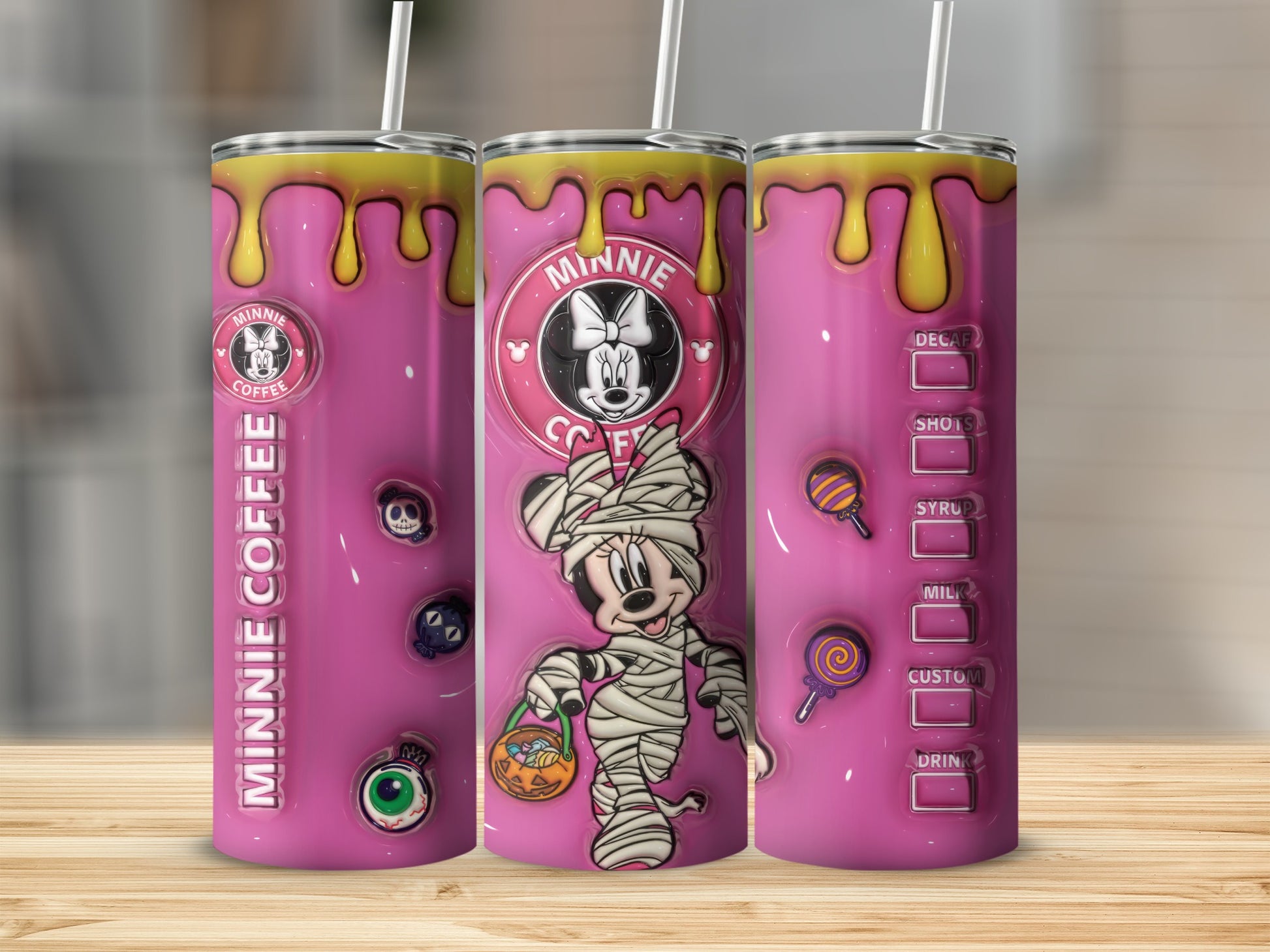 Minnie Coffee Halloween Tumblers with Spooky Designs