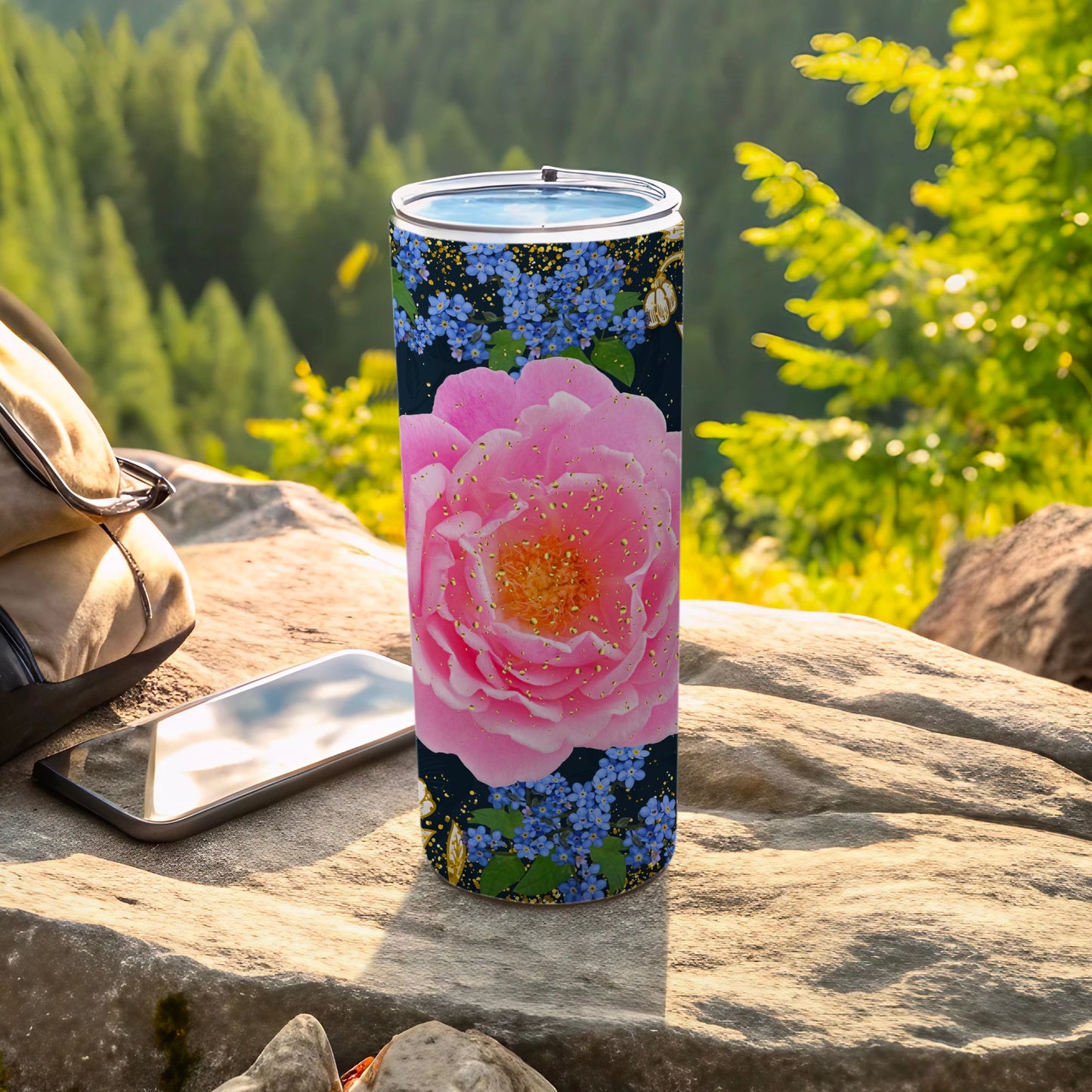 Pink Rose and Blue Flower Tumblers for All Occasions
