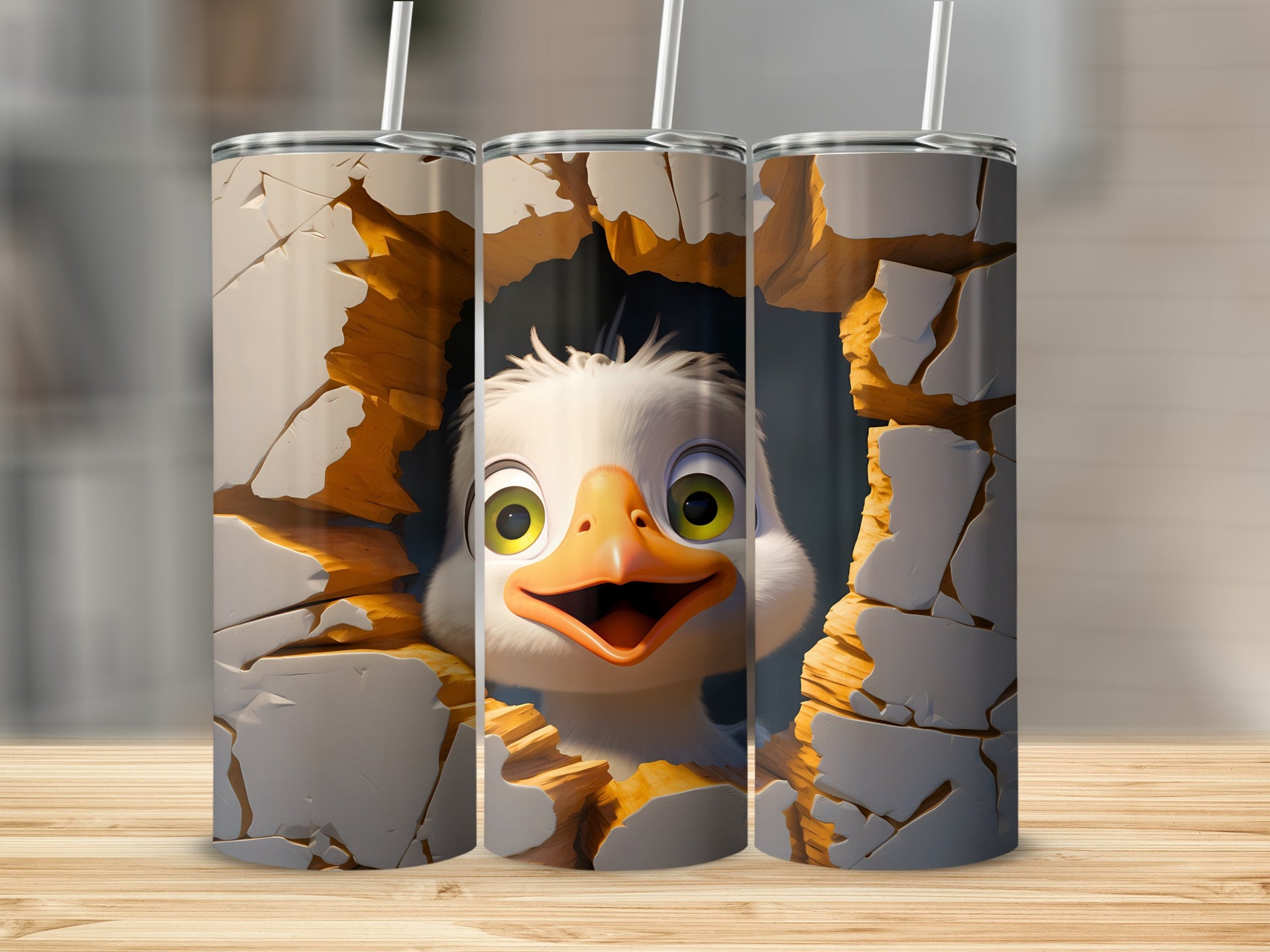 Cute Duckling Peeking Cracked Eggshell Tumbler product type
duckling
cute
cracked egg
egg shell
baby animal
cartoon character
animated creature
hatching chick
happy duckling
green eyes
orange beak
novelty tumbler
drinkware
beverage container
funny animal
sweet design
adorable duck
new beginnings
chick art
happy face