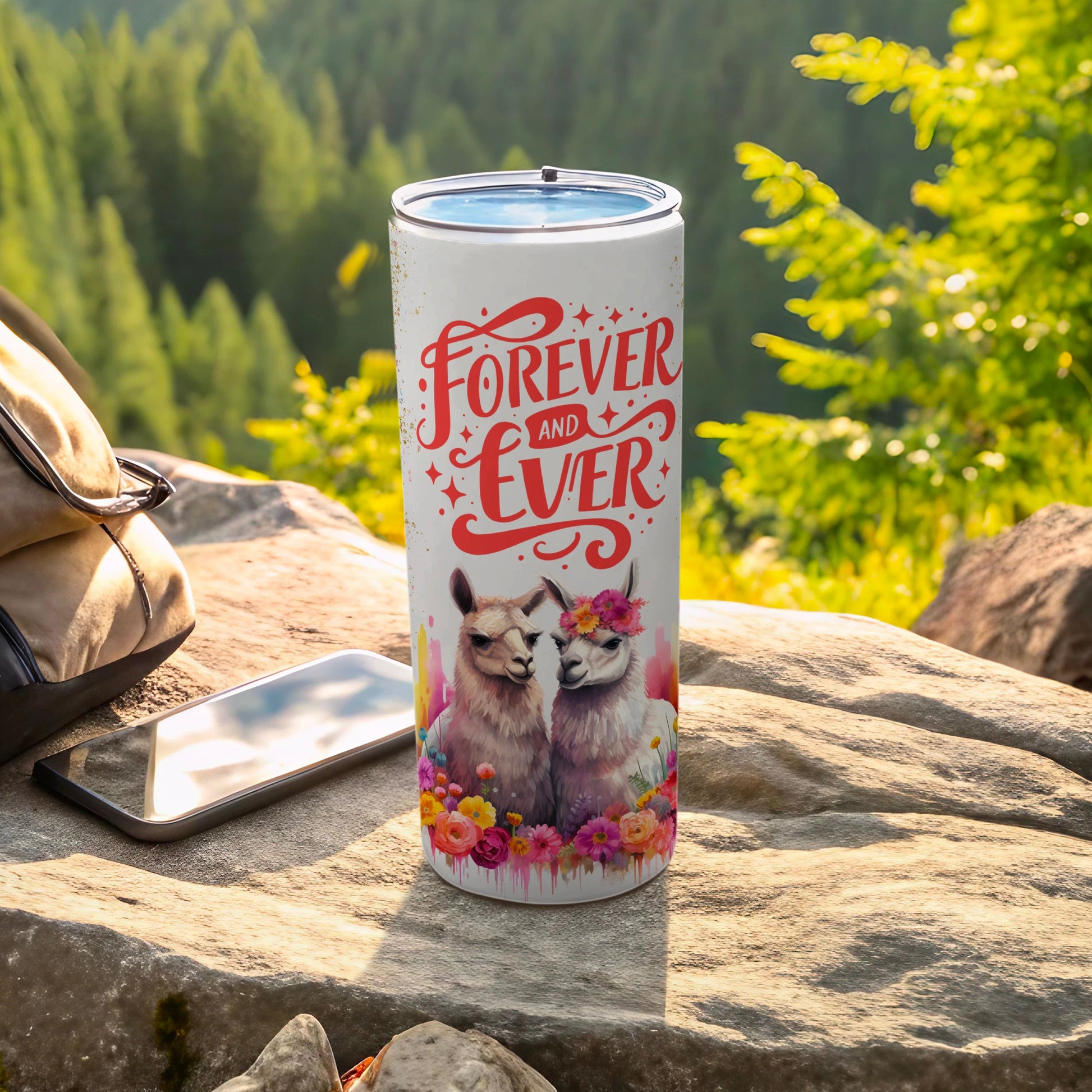 Forever and Ever Romantic Llama Stainless Steel Tumbler