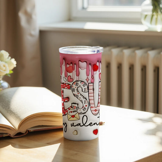 Personalized Valentine's Day Tumbler with Heart Design