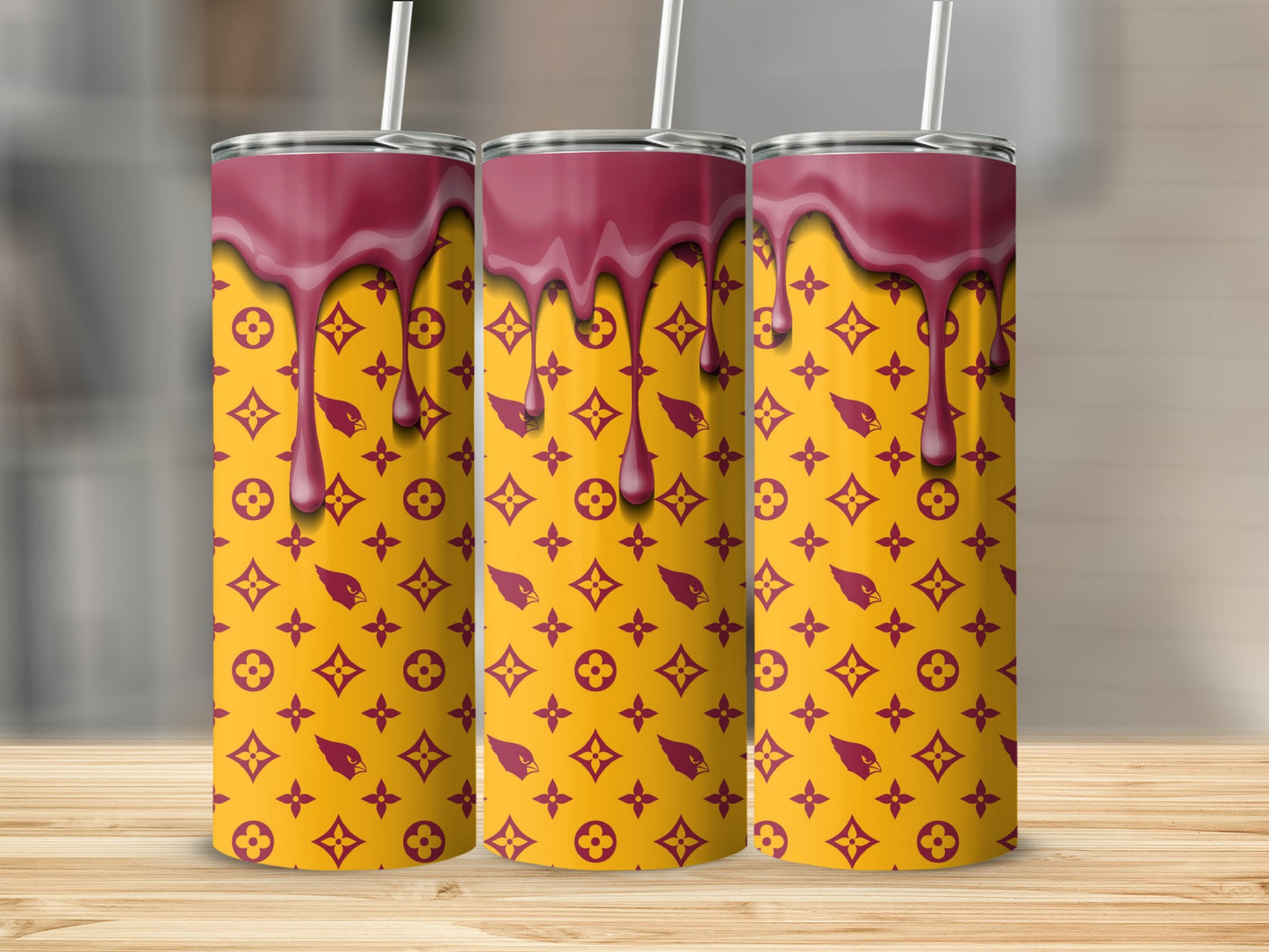 Arizona Cardinals Pattern Drips Dripping Down Style Tumblers