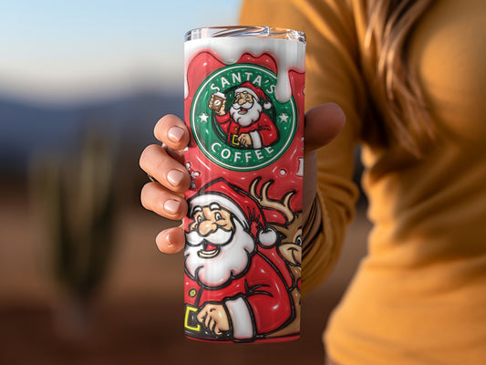 Santa's Coffee Holiday Themed Travel Mug Christmas Cup