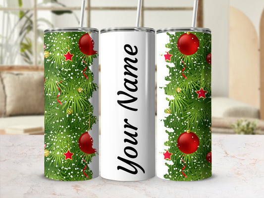 Personalized Christmas Tree Design Tumbler Cup