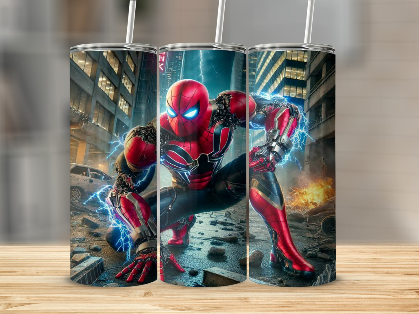 Spider-Themed Tumbler with Action-Packed Design