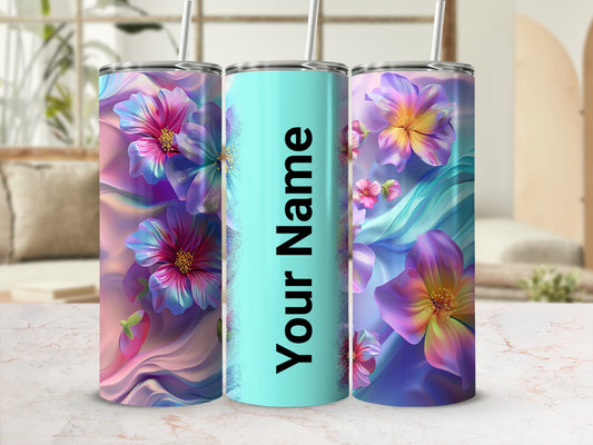 Custom Floral Personalized Tumbler with Your Name