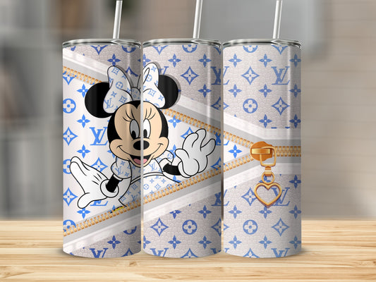 Cute Minnie Mouse White and Blue Pattern Tumbler Cup